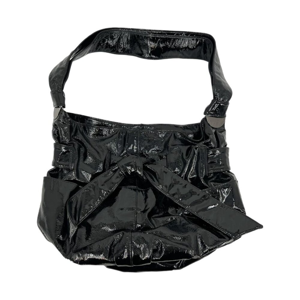 Kooba Black Patent Leather Shoulder Bag | Magnetic Closure, Inner Pockets